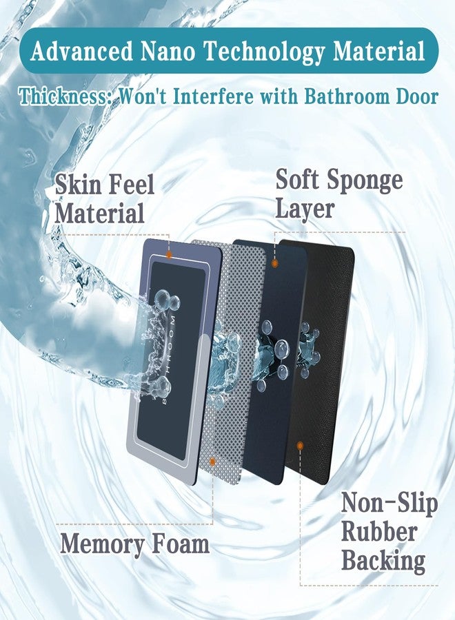 Deparnit Bath Mat Rugs Non Slip Quick Dry Super Absorbent Rubber Bath Mats Fit Under Door, Bathroom Rugs Shower Mat for Bathroom, Bathtub, Shower and Sink (Rectangle Blue, 17"x35") - Image 4